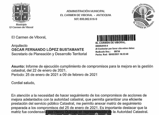 Se presenta informe de cumplimiento de compromisos de gestión del 25 de enero