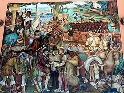 Combate entre europeos y mayas en Campeche.