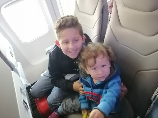 the first international and airplane travel