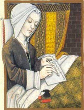 Christine de Pizan con su obra "La ciudad de las damas"