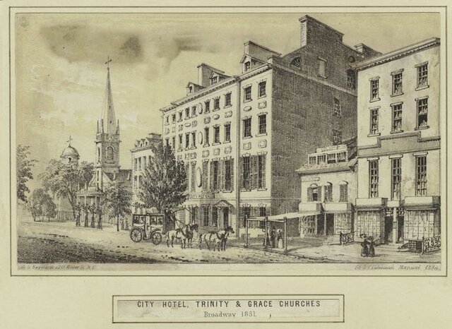 El primer hotel estadounidense, el City Hotel en Nueva York.