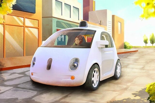 Carro autônomo do Google: primeiro protótipo de veículo 100% autônomo, sem volante, acelerador ou freio.