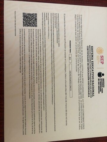 Aprobé la educación secundaria