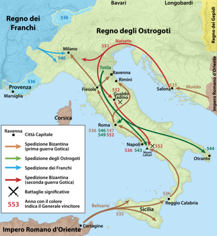 Guerra Greco-Gotica tra Bizantini ed Ostrogoti (535-553)