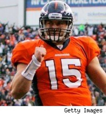 Tebow Throws First TD Pass