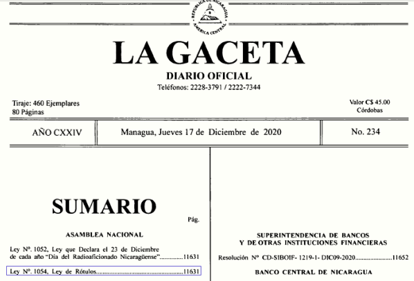 DE LA GACETA -  DIARIO OFICIAL