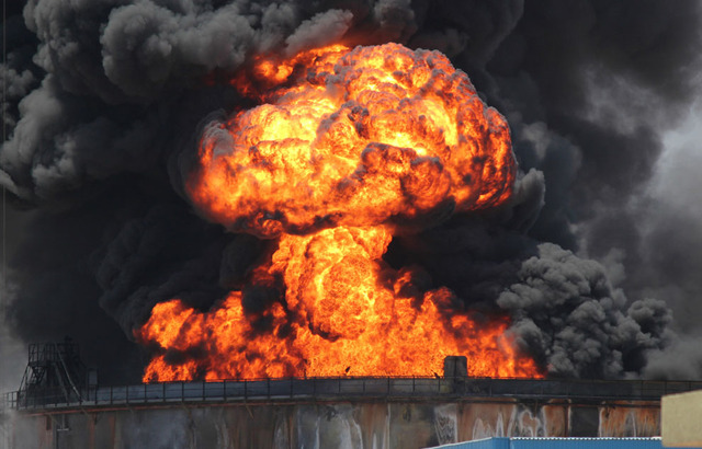 Fuel Depot Destroyed by Pro Gaddafi Forces