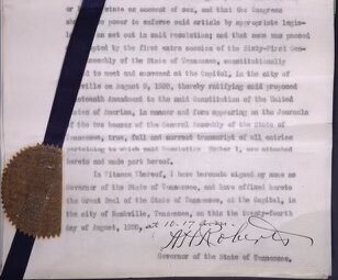 Se ratifica la decimonovena enmienda, que concede a las mujeres el derecho a votar