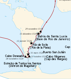 Magallanes navega hacia el Sur por la costa Patagónica