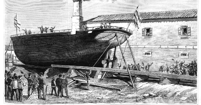 Barcos de hélice y casco de hierro