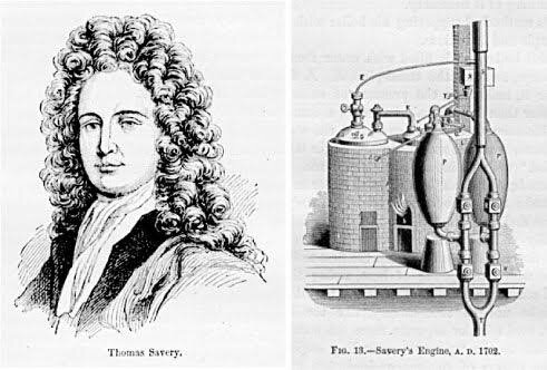 Máquina de vapor para bombear agua en minas  por Thomas Savery
