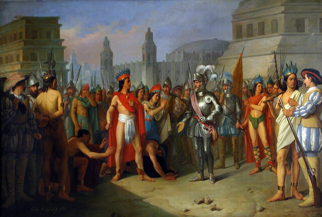 Encuentro de Hernán Cortés con Moctezuma