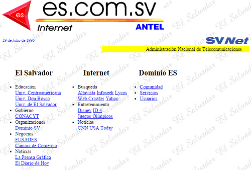 Primeros dominios informáticos en El Salvador