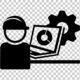 Industry computer icons manufacturing factory industrial worker
