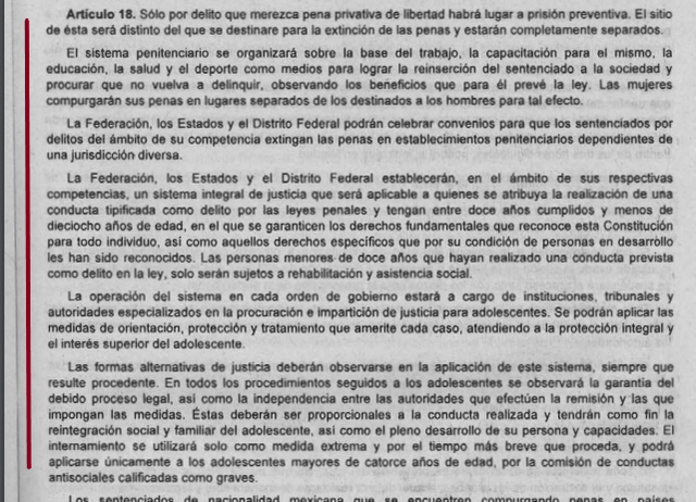 5ta Reforma articulo 18