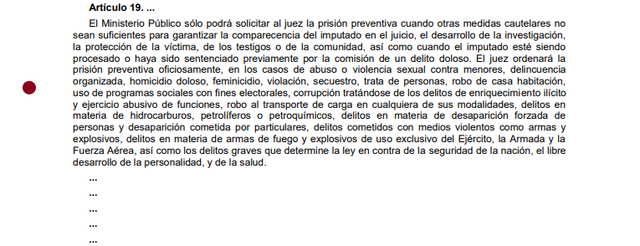 5ta Reforma articulo 19