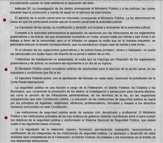 5ta Reforma articulo 21