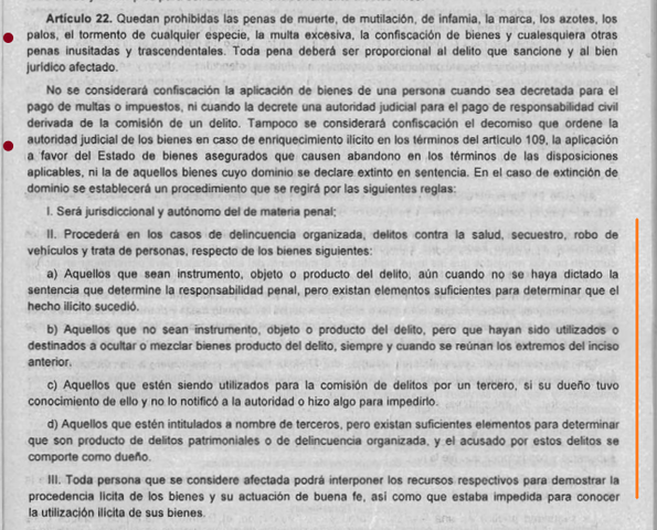 5ta Reforma articulo 22