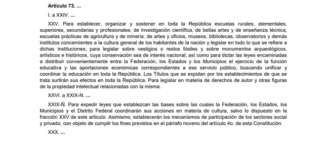 58a Reforma articulo 73