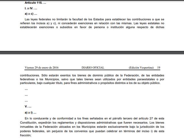 15a Reforma articulo 115