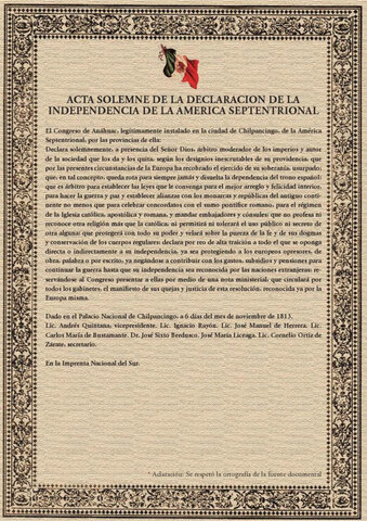 Acta Solemne de la Declaración de Independencia de la América Septentrional