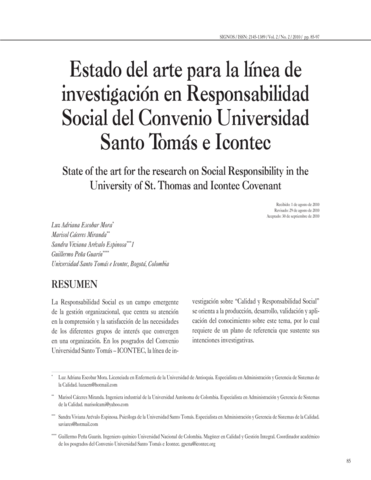 Surge el Estado del Arte de la Responsabilidad Social, elaborado por la Caja de Compensación Familiar de Antioquia –COMFAMA-, en convenio con el ICONTEC.