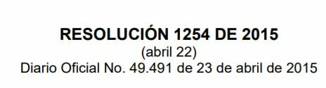 Resolución 1254 de 2015