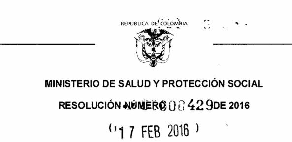 Resolución 0429 de 2016