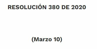 Resolución 380 de 2020