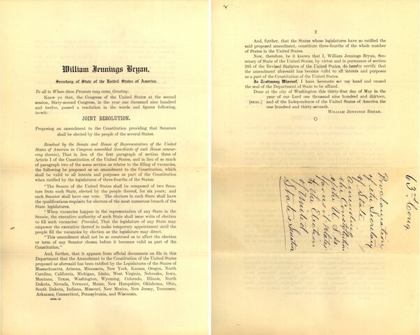 The 17th Amendment is Passed