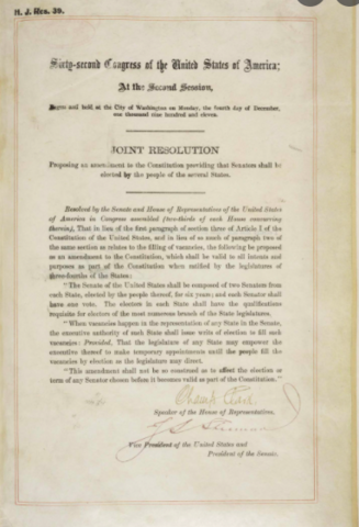 The 17th Amendment is Passed
