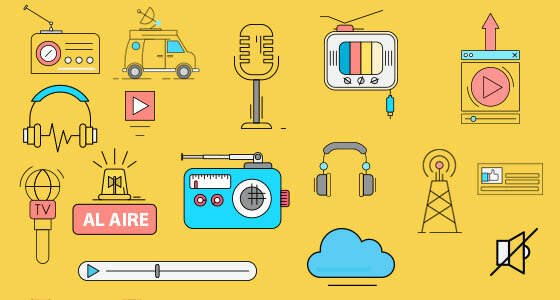 TV, microondas, fax, télefono, video, computación, fibra óptica e internet