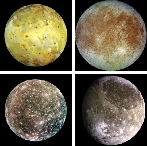 Calisto , Ío, Europa, Gánimedes