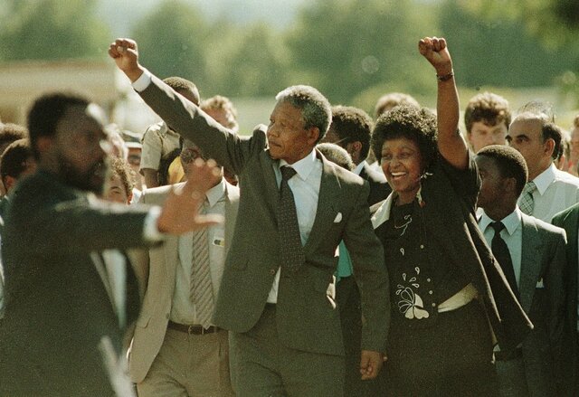 ANC unbanned, Mandela released after 27 years in prison. Namibia becomes independent.