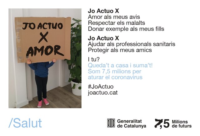 #JoActuo, campanya per promoure el confinament a casa