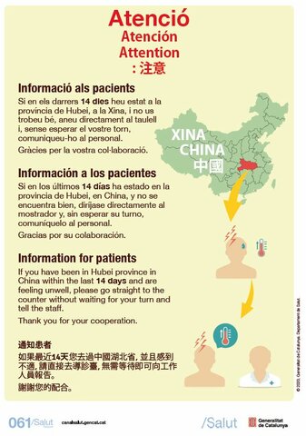 Informació a ciutadans provinents de Hubei