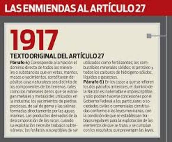 Aprobación del texto del artículo 27 Constitucional