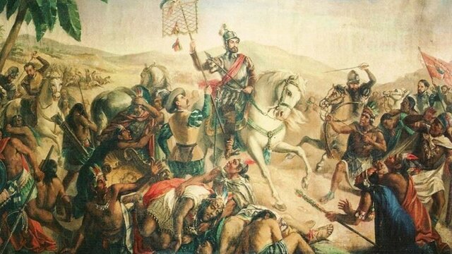 Fundación de Villa Rica de la Vera Cruz por Hernán Cortés.