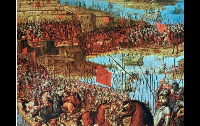 Caída de Tenochtitlan encabezada por Hernán Cortés