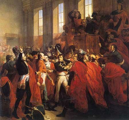 El comandante Napoleón Bonaparte comete un golpe de estado