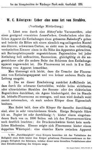 Roentgen Publico su descubrimiento en la Sociedad Físico