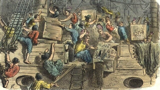 El cierre del puerto de Boston y la prohibición del derecho de reunión decretados por los británicos