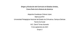 Timeline: Origen y Evolución del Currículo en Estados Unidos, Como Parte de la Historia de América