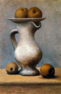 still life with pitcher and apples