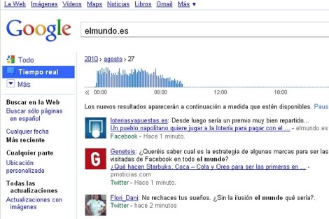 Google lanza las búsquedas a tiempo real