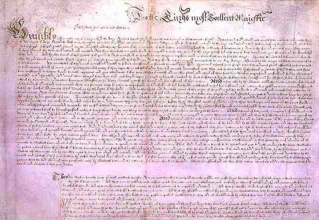 Parliament forces Charles I to agree to the Petition of Right