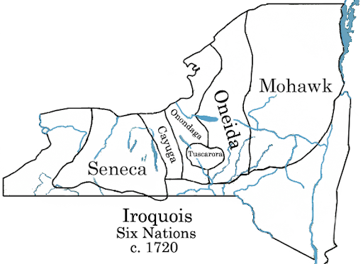 Mapa de la confederación Iroquesa en 1720