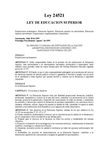 LEY 24521 DE EDUCACION SUPERIOR
