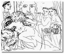 minotaur caressing a woman