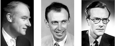 James Watson (1928-presente), Francis Crick (1916 - 2004) y Maurice Wilkins (1916-2004).